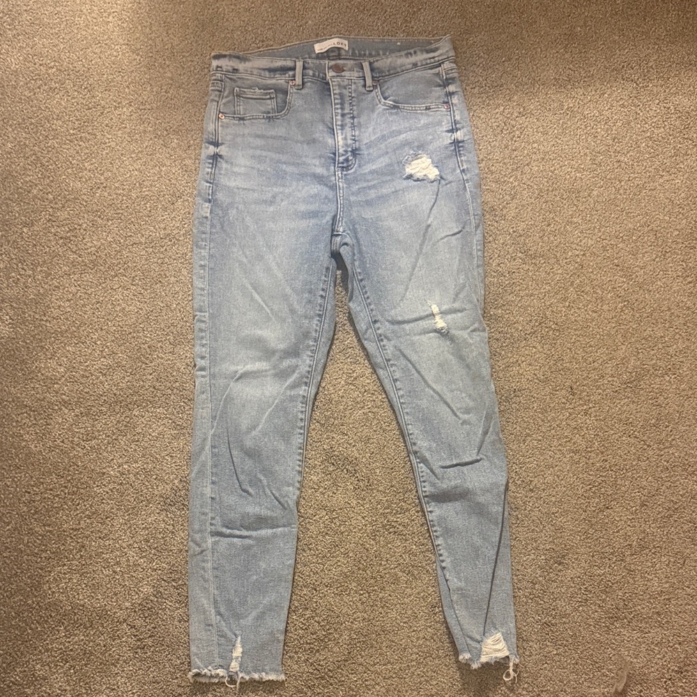 Loft Light Blue High-Rise Women's Distressed Jeans